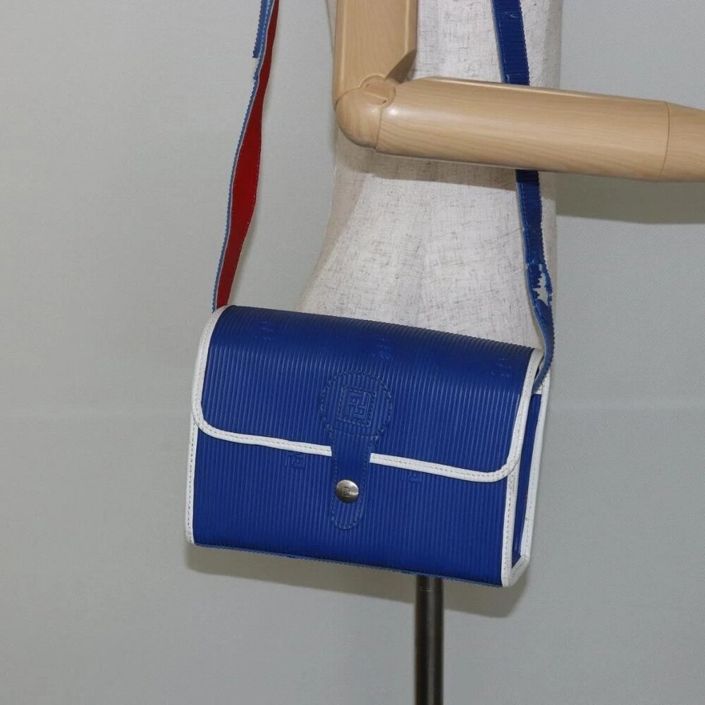 FENDI Shoulder Bag Rubber Blue Silver Auth